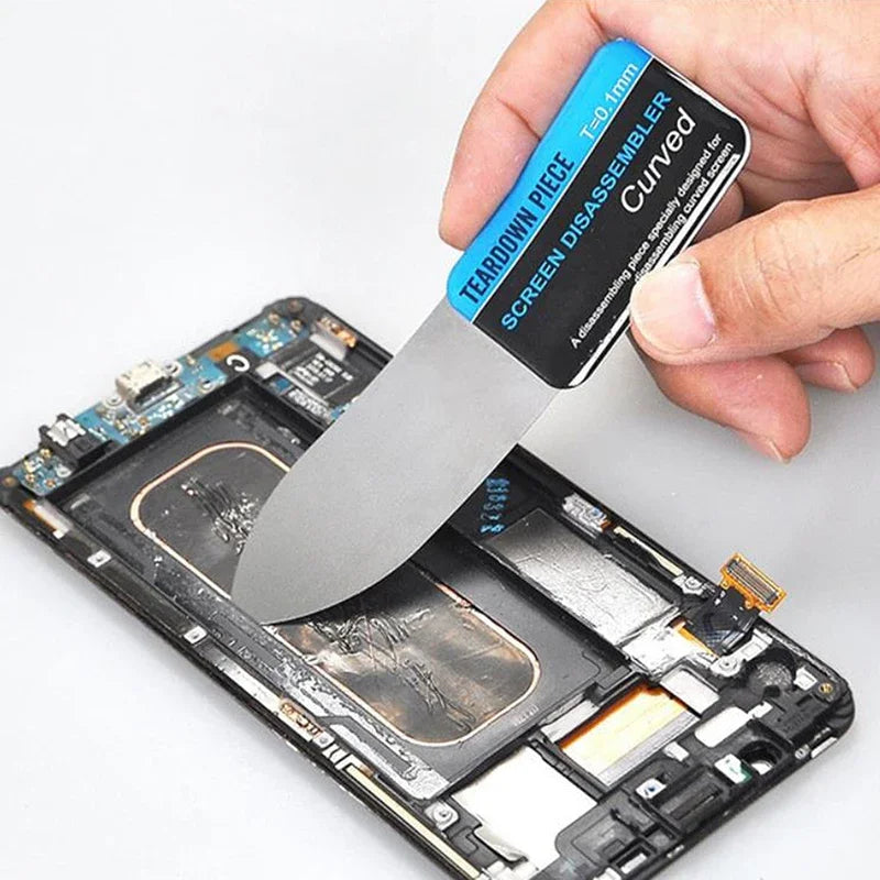 1pc Steel Metal Mobile Phone Curved LCD Screen Spudger Opening Pry Card Tools Ultra Thin Flexible Mobile Phone Disassemble Tool