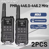 2PCS Baofeng F22 PMR 446MHz Mini Walkie Talkie Waterproof Type-C Licence-free NOAA Flashlight Portable Two Way Radio for Hunting