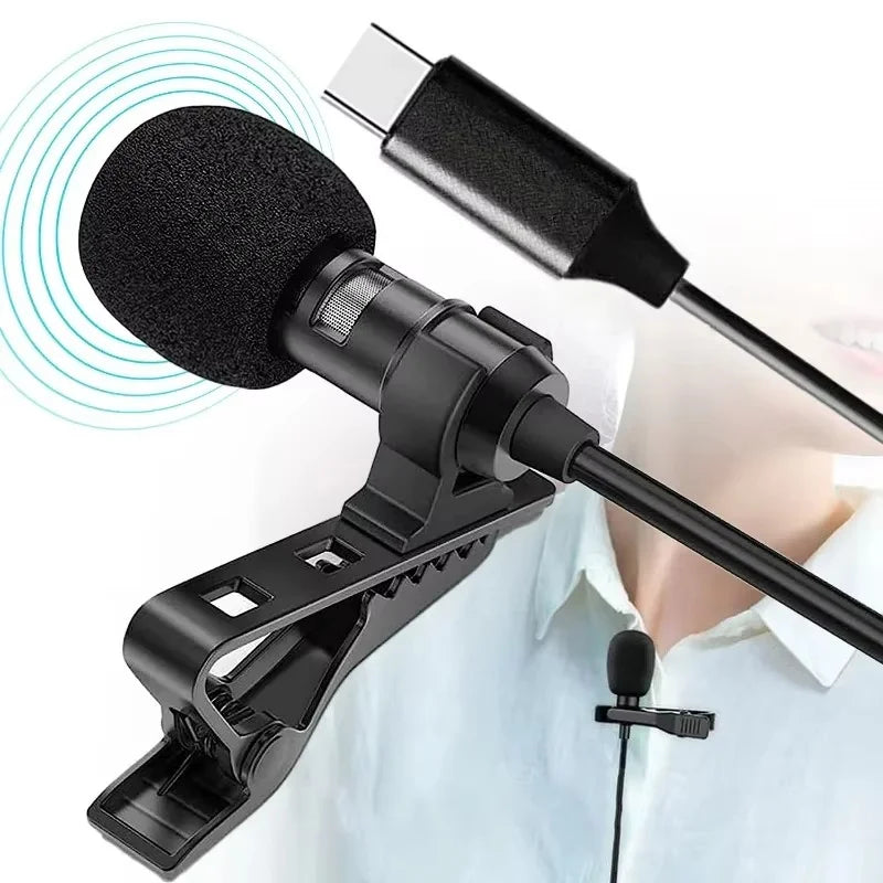 1.5m Portable USB Lavalier Microphone, Metal Clip Lapel Mic for PC, Laptop & Mobile Phone
