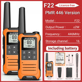 2PCS Baofeng F22 PMR 446MHz Mini Walkie Talkie Waterproof Type-C Licence-free NOAA Flashlight Portable Two Way Radio for Hunting