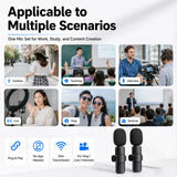 K8 K9 2.4G Wireless Lavalier Microphone for Phone, Noise Reduction Clip On Mic with Monitoring & Reverb for Live Streaming, Inte