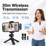 K8 K9 2.4G Wireless Lavalier Microphone for Phone, Noise Reduction Clip On Mic with Monitoring & Reverb for Live Streaming, Inte