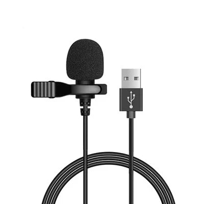 1.5m Portable USB Lavalier Microphone, Metal Clip Lapel Mic for PC, Laptop & Mobile Phone